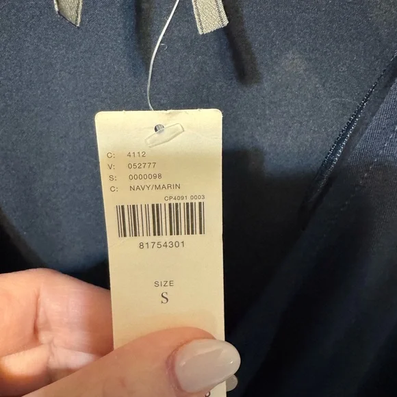 Anthropologie Navy Ruched Blouse - Picture 3 of 4